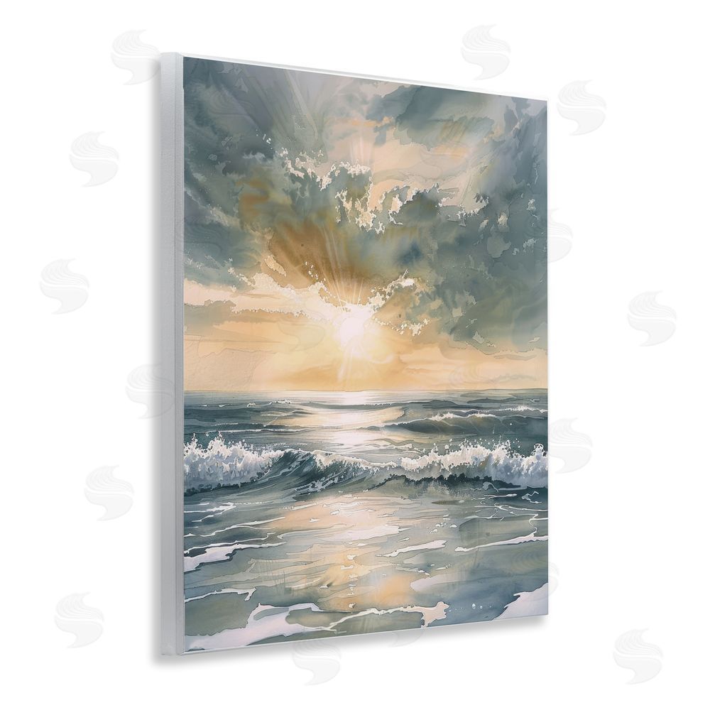Petal Prints Design Sunlit Waves Golden Reflection Wall Plaque Printed Art