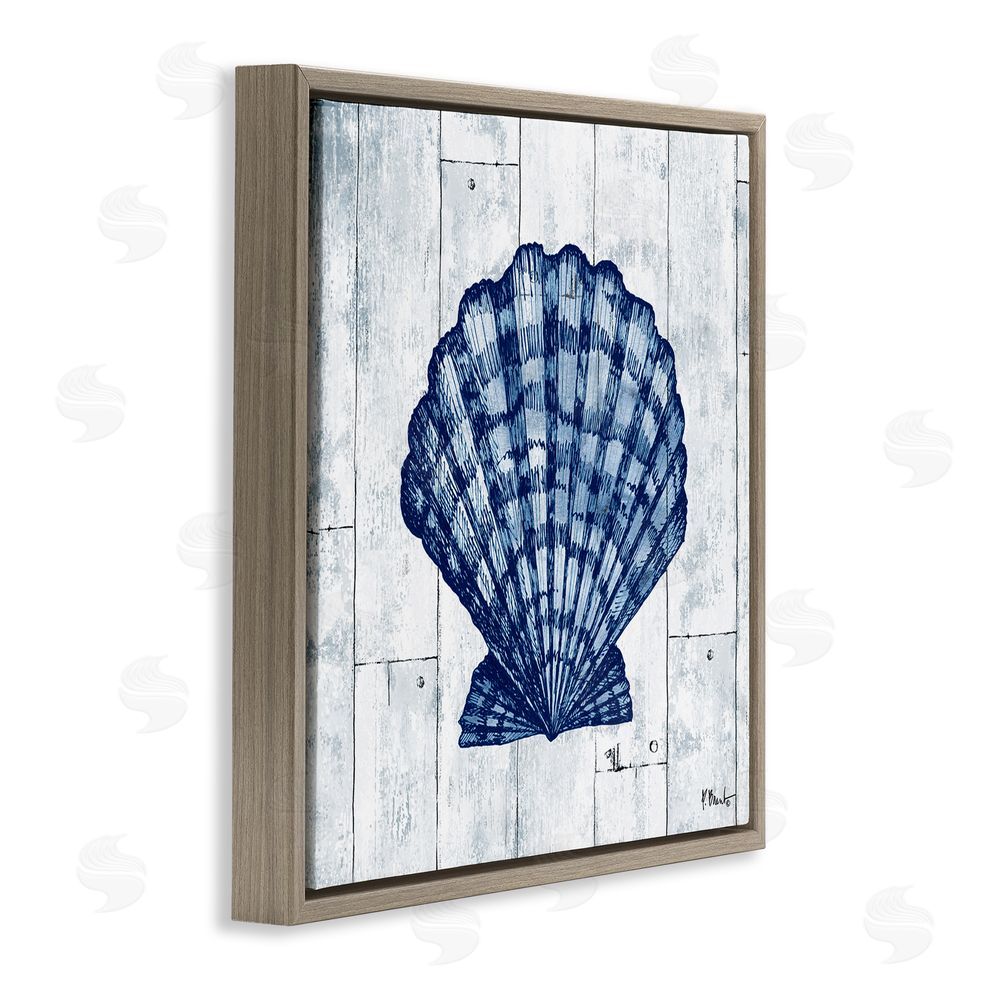 Paul Brent Coastal Timberland Scallop Brown Floating Frame Canvas Wall Art Print