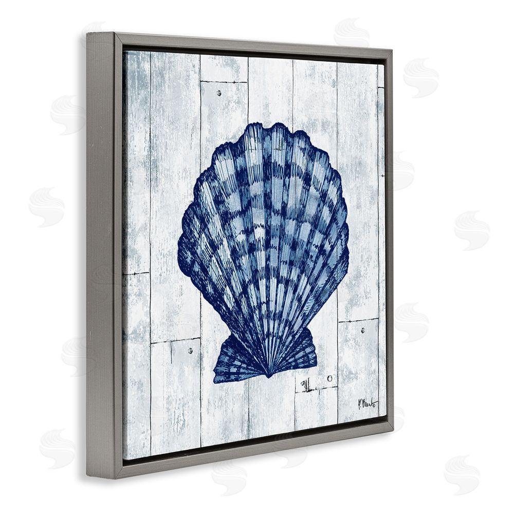 Paul Brent Coastal Timberland Scallop Gray Floating Frame Canvas Wall Art Print