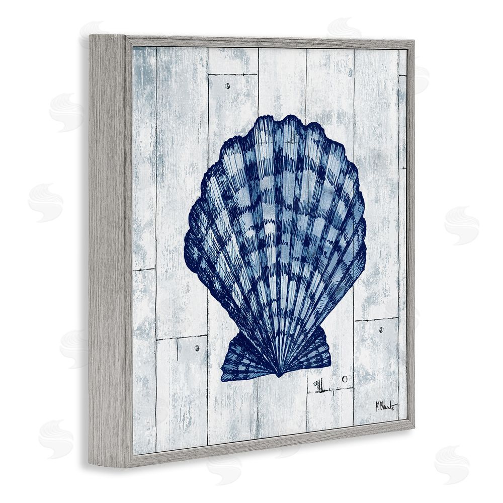 Paul Brent Coastal Timberland Scallop Gray Framed Giclee Wall Art Print