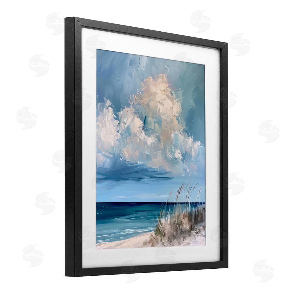 Petal Prints Design A Storm Is Coming on Beach Black Framed Print Under Glass with Matting Wall Art
