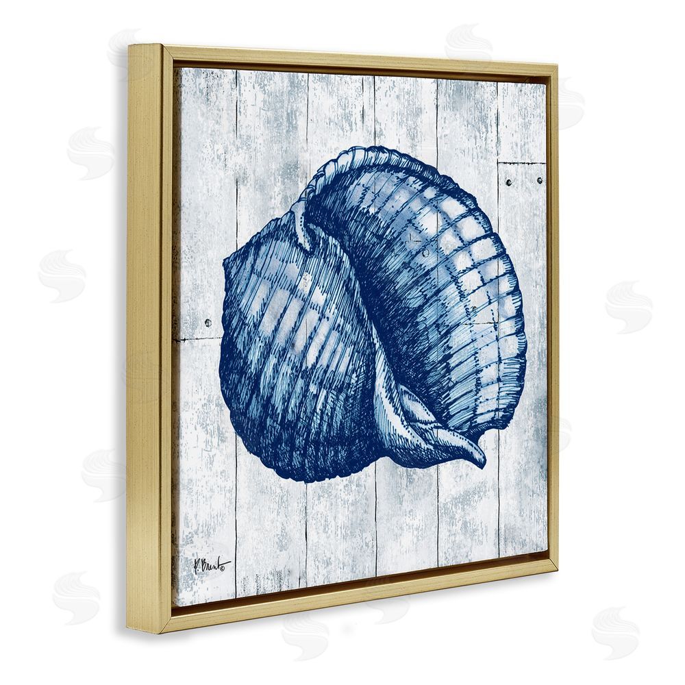 Paul Brent Coastal Timberland Shell Gold Floating Frame Canvas Wall Art Print