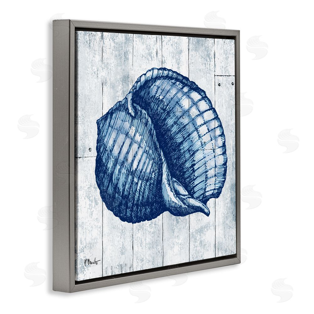 Paul Brent Coastal Timberland Shell Gray Floating Frame Canvas Wall Art Print