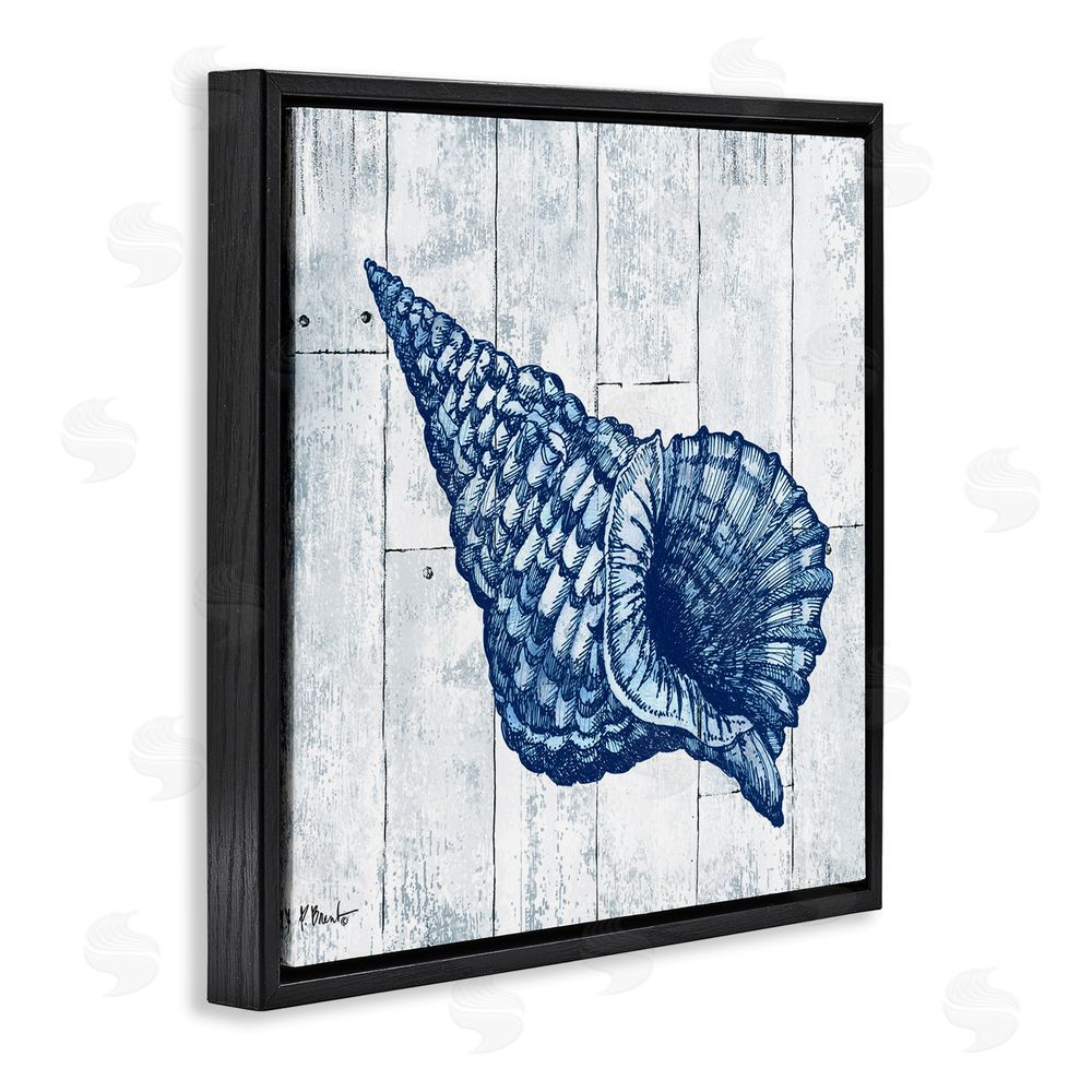 Paul Brent Coastal Timberland Conch Black Floating Frame Canvas Wall Art Print