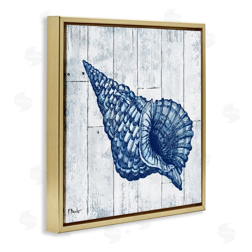Paul Brent Coastal Timberland Conch Gold Floating Frame Canvas Wall Art Print