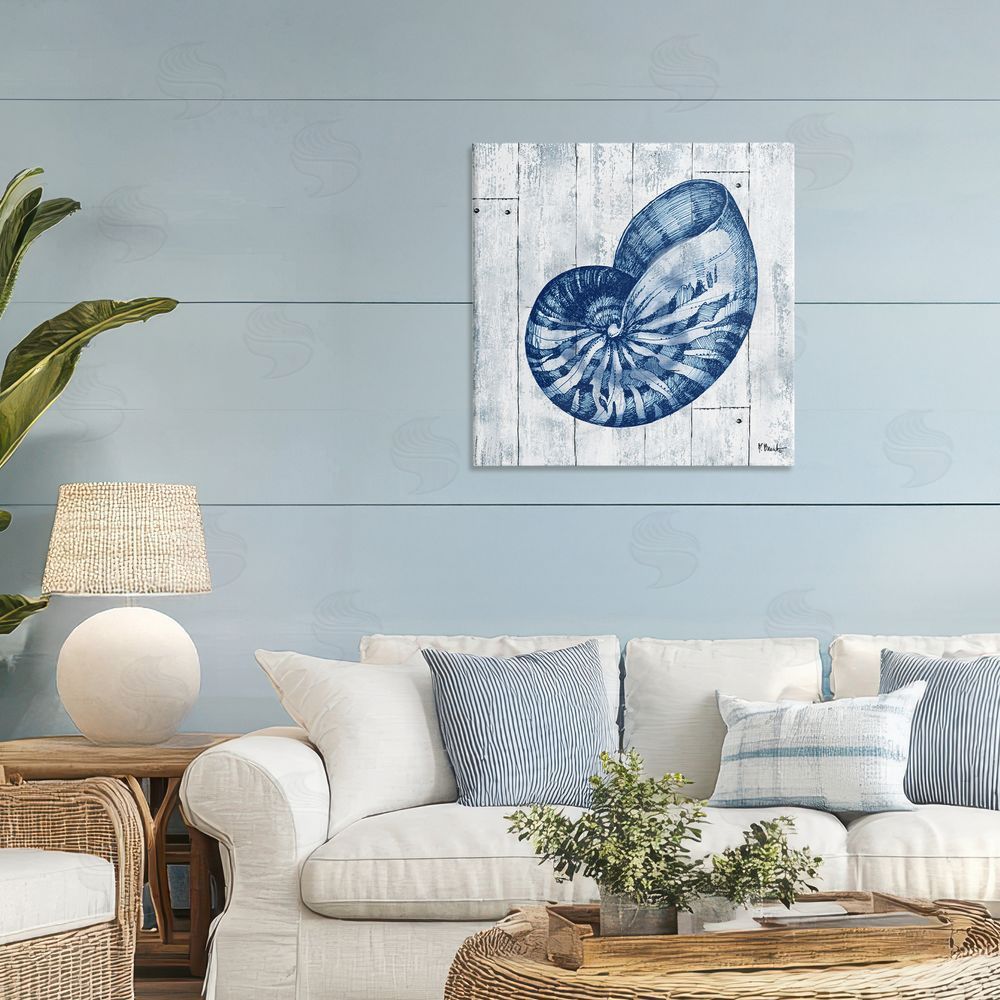 Paul Brent Coastal Timberland Nautilus Stretched Canvas Wall Art in Room