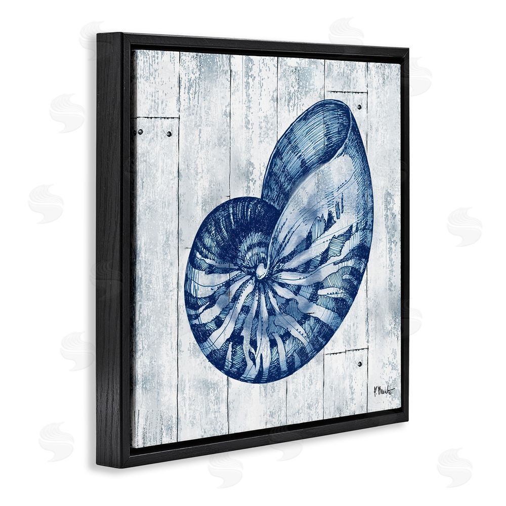 Paul Brent Coastal Timberland Nautilus Black Floating Frame Canvas Wall Art Print
