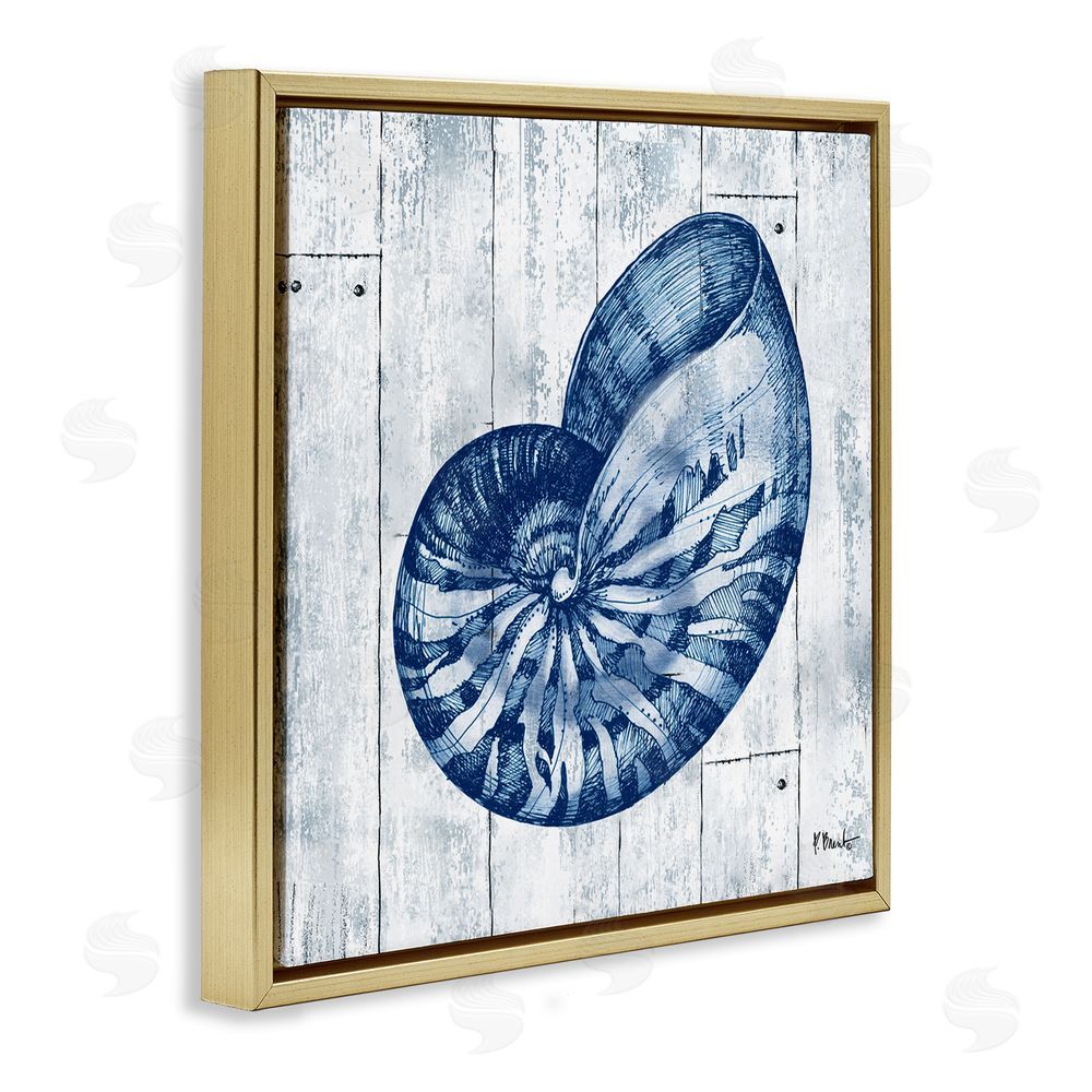 Paul Brent Coastal Timberland Nautilus Gold Floating Frame Canvas Wall Art Print