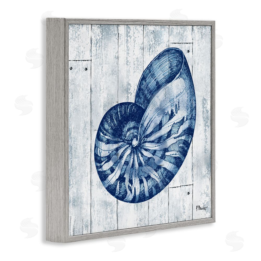 Paul Brent Coastal Timberland Nautilus Gray Framed Giclee Wall Art Print