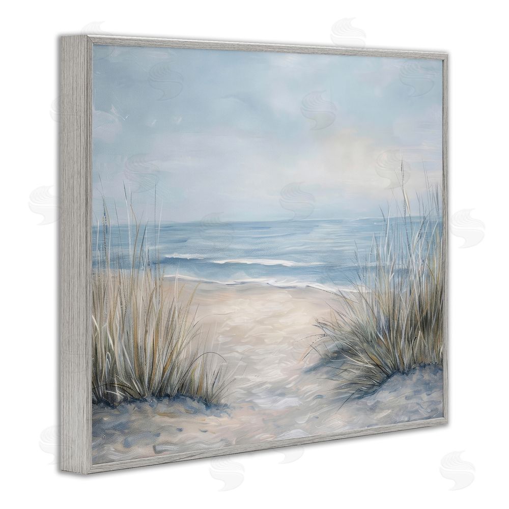 Petal Prints Design To The Beach Tranquil Landscape Gray Framed Giclee Wall Art Print