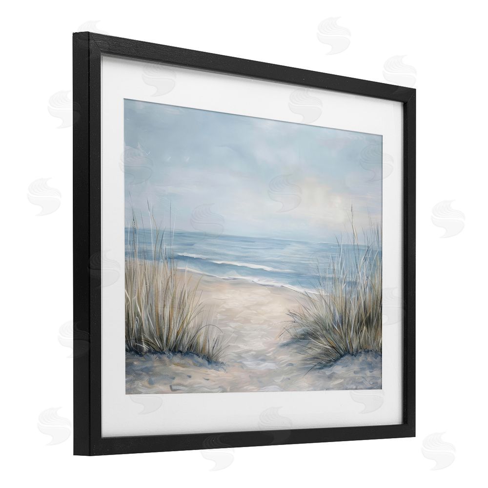 Petal Prints Design To The Beach Tranquil Landscape Black Framed Print Under Glass with White Mat Wall Art
