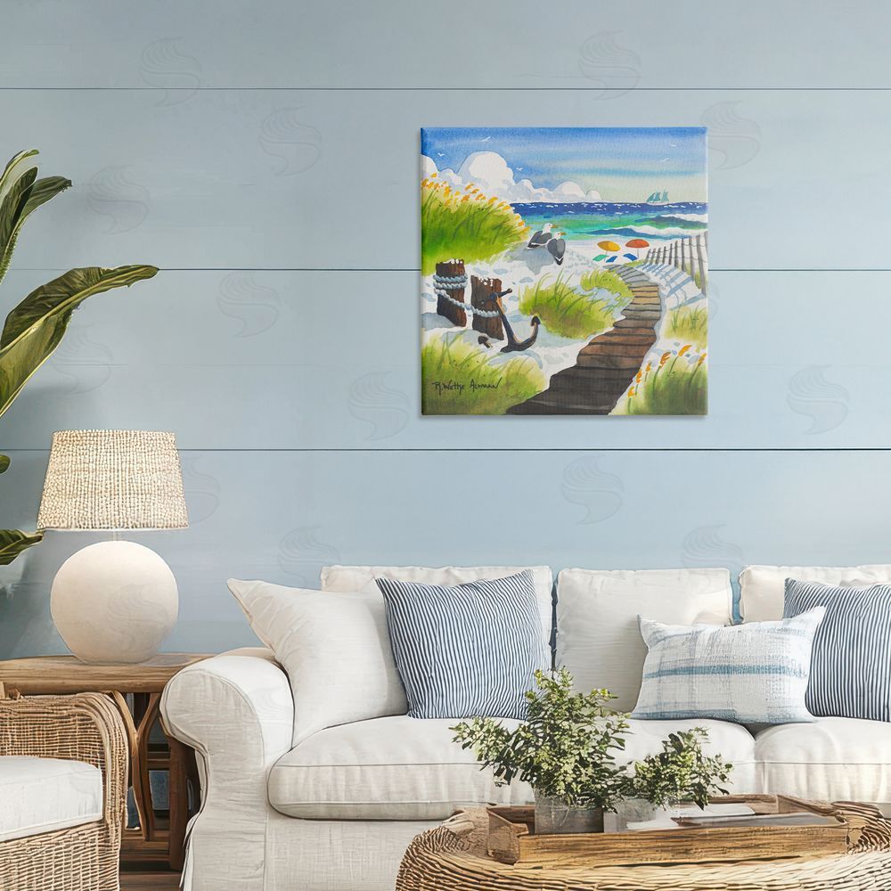 Robin Altman Seagull & Anchor on Shore Stretched Canvas on Wall