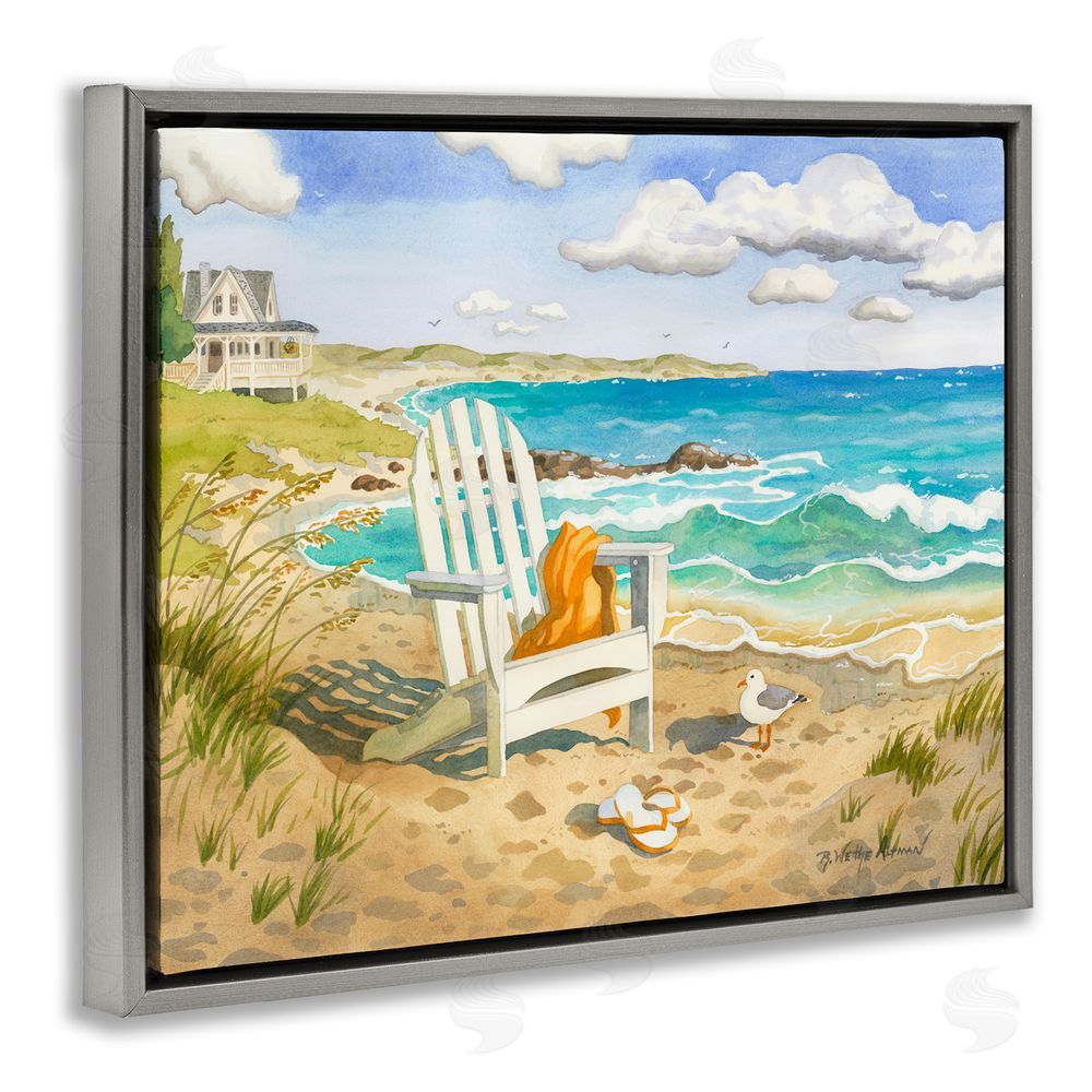 Robin Altman Waiting For You by Beach Gray Floating Framed Canvas Wall Art Print