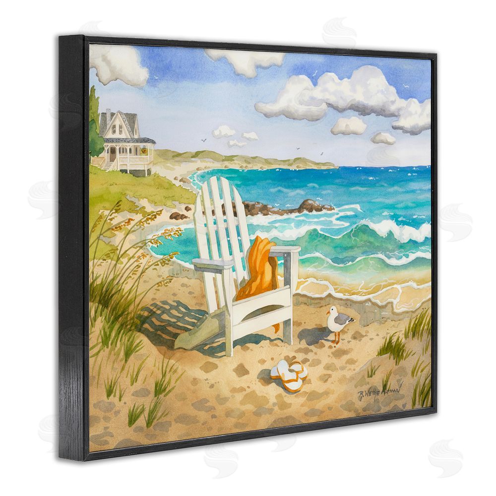 Robin Altman Waiting For You by Beach Black Framed Giclee Wall Art Print