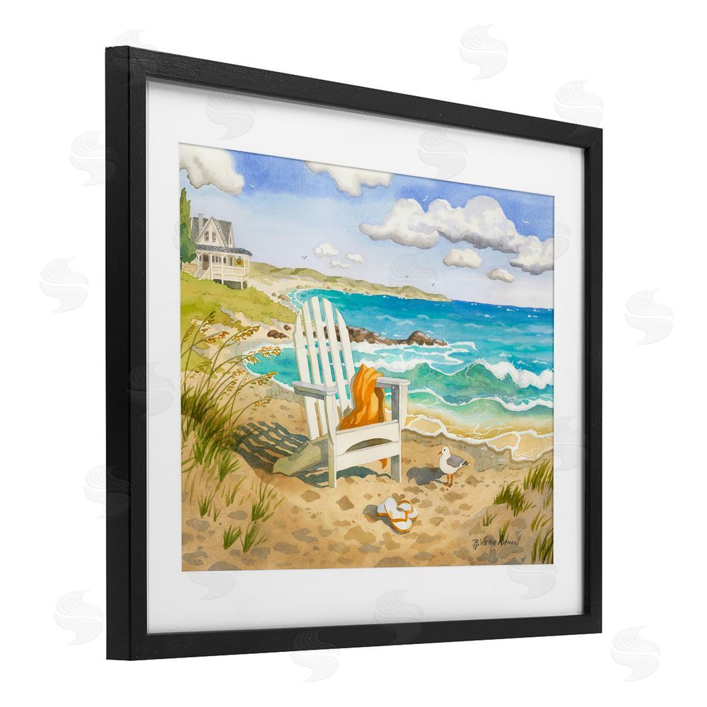 Robin Altman Waiting For You by Beach Black Framed Print Under Glass with White Mat Wall Art