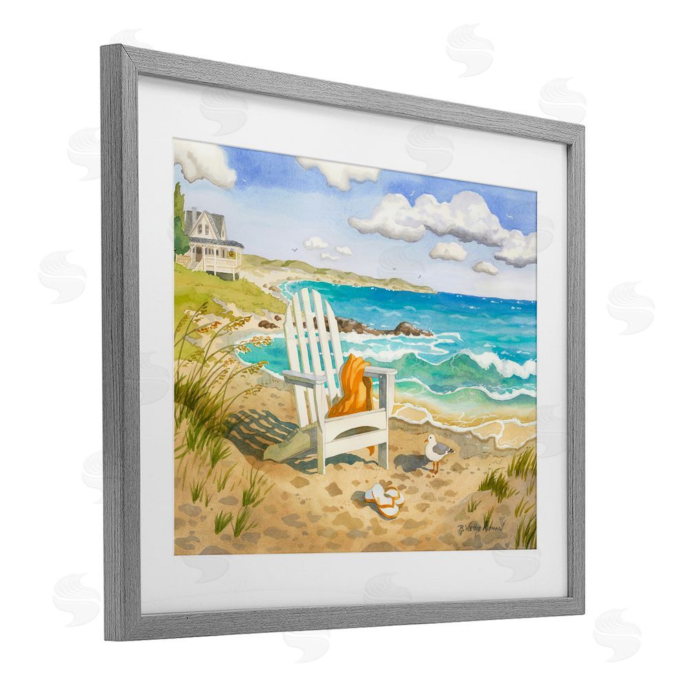 Robin Altman Waiting For You by Beach Gray Framed Print Under Glass with White Mat Wall Art