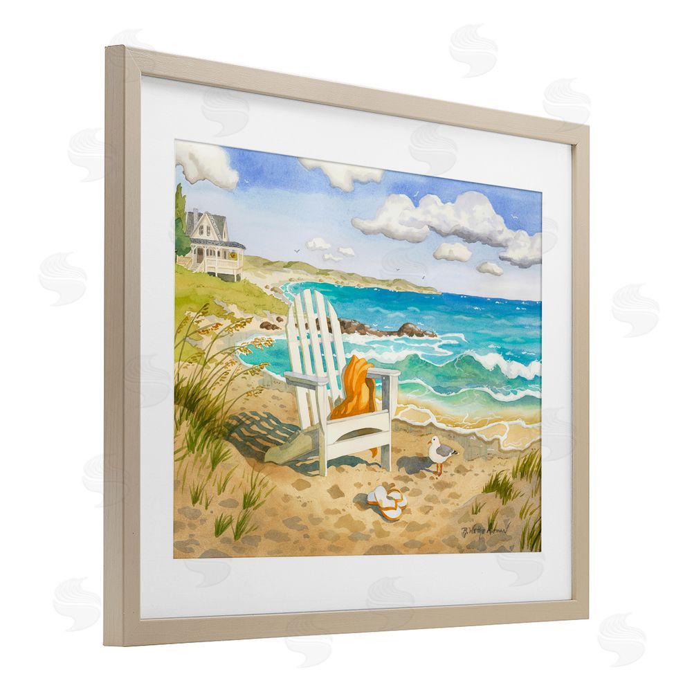 Robin Altman Waiting For You by Beach Brown Framed Print Under Glass with White Mat Wall Art