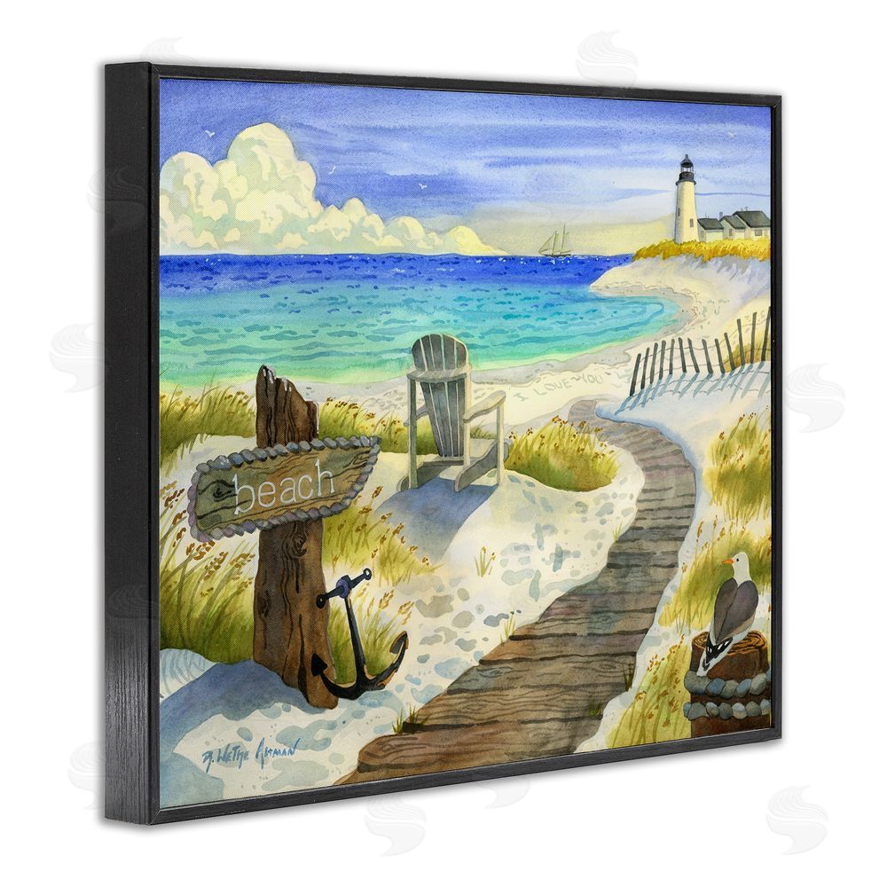 Robin Altman Boardwalk To The Lighthouse Black Framed Giclee Wall Art Print
