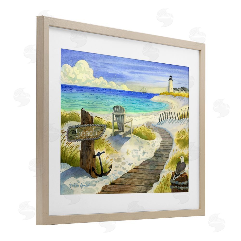Robin Altman Boardwalk To The Lighthouse Brown Framed Print Under Glass with Matting Wall Art