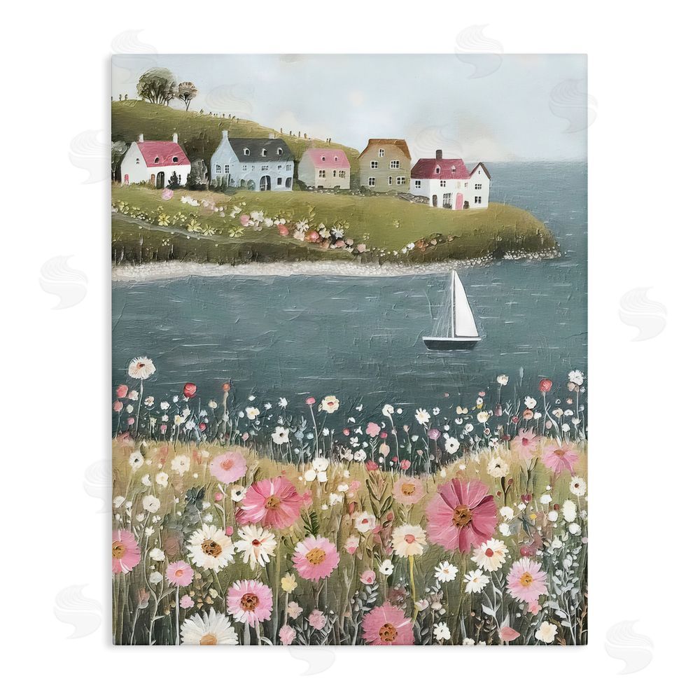 Riley B Pink Meadow & Sailboats Stretched Canvas Wall Art