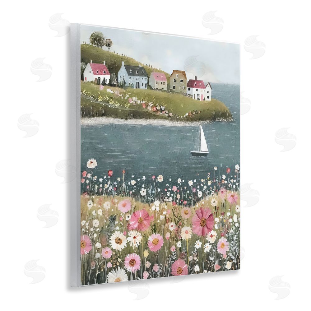 Riley B Pink Meadow & Sailboats Wall Plaque Home Decor Art Print