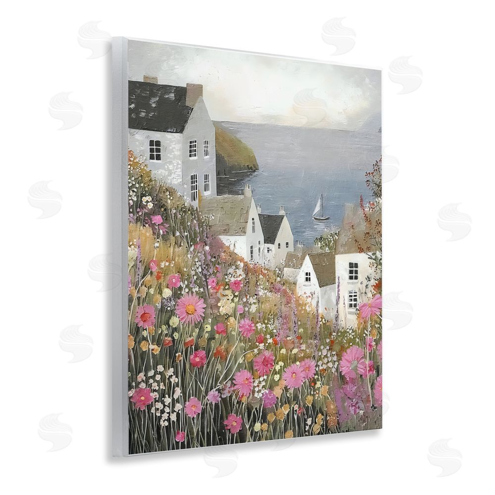 Riley B Picturesque Village over Sea Wall Plaque Home Decor Art Print