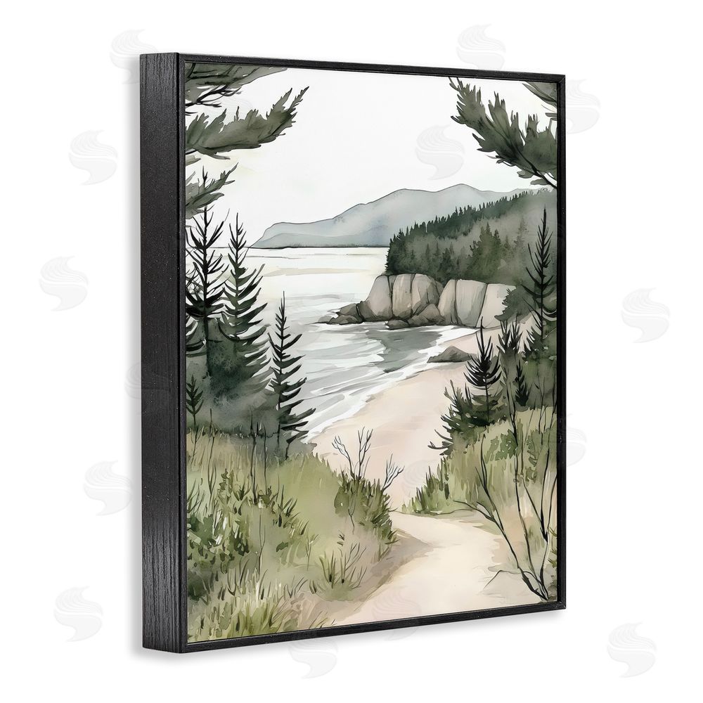 Riley B Coastal Calm Winding Path Black Framed Giclee Wall Art Print
