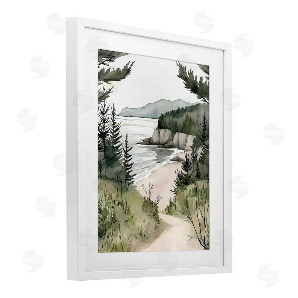 Riley B Coastal Calm Winding Path White Framed Print Under Glass Wall Art