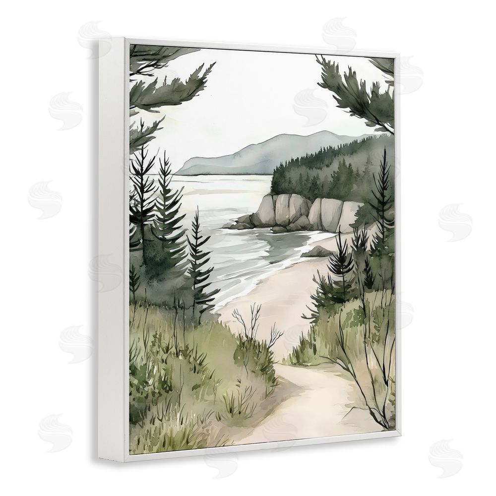 Riley B Coastal Calm Winding Path White Framed Giclee Wall Art Print