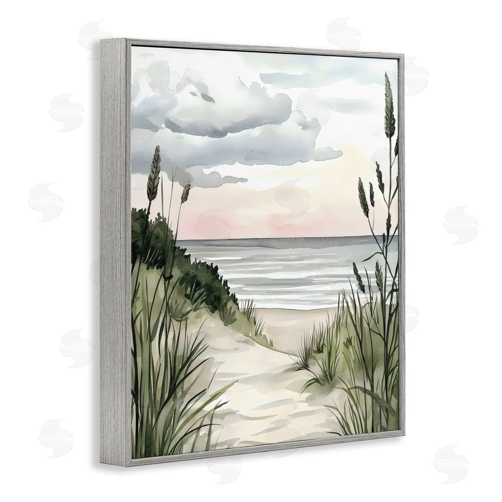 Riley B Coastal Calm Seaside Dunes Gray Framed Giclee Wall Art Print