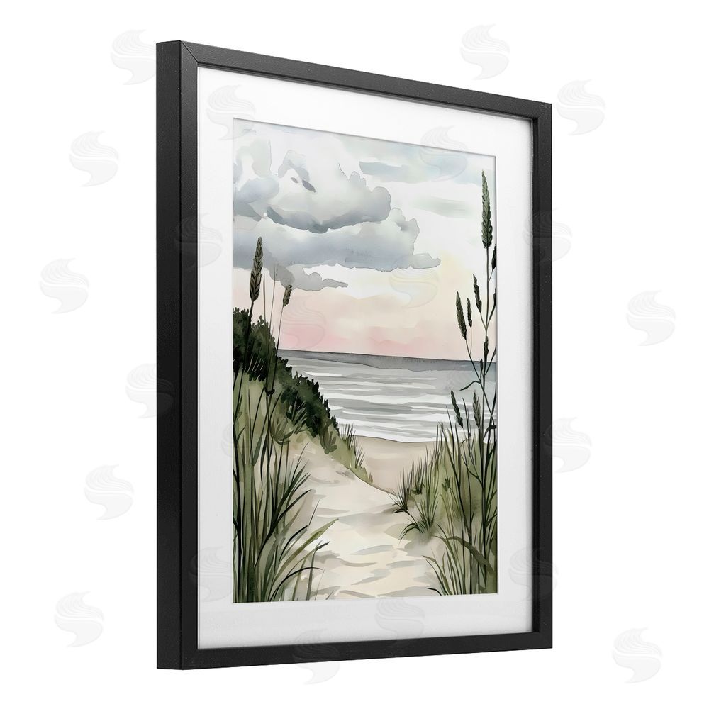Riley B Coastal Calm Seaside Dunes Black Framed Print Under Glass Wall Art