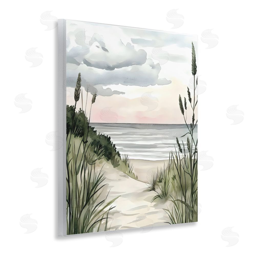 Riley B Coastal Calm Seaside Dunes Wall Plaque with Fixed Lithograph Print