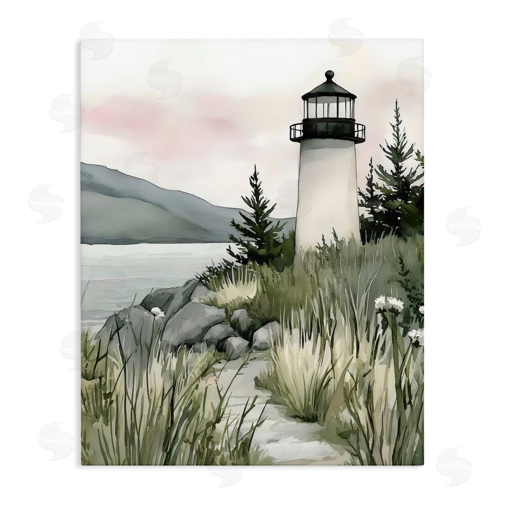 Riley B Coastal Calm Lighthouse Stretched Canvas Wall Art
