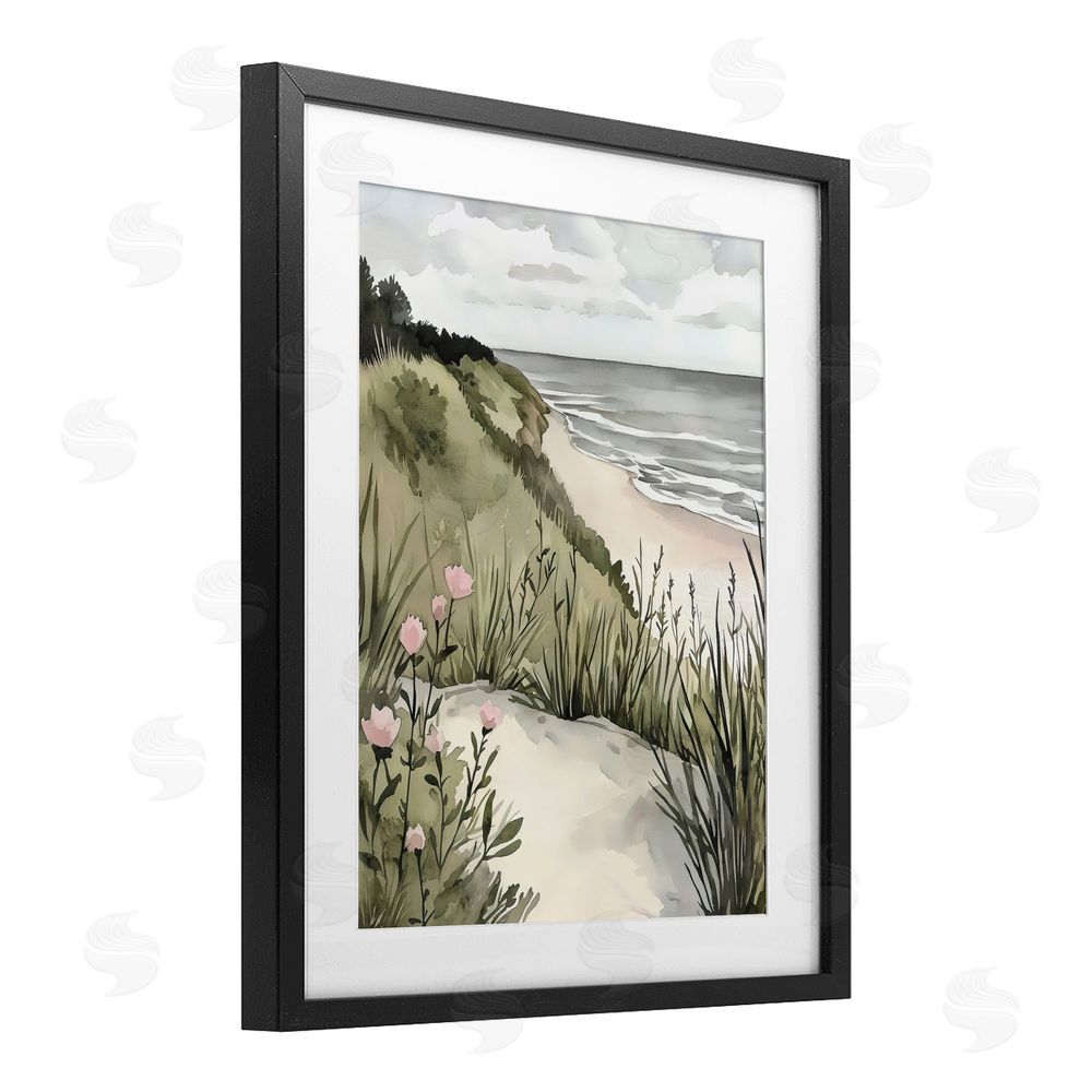 Riley B Coastal Calm on Sandy Dunes Black Framed Print Under Glass Wall Art