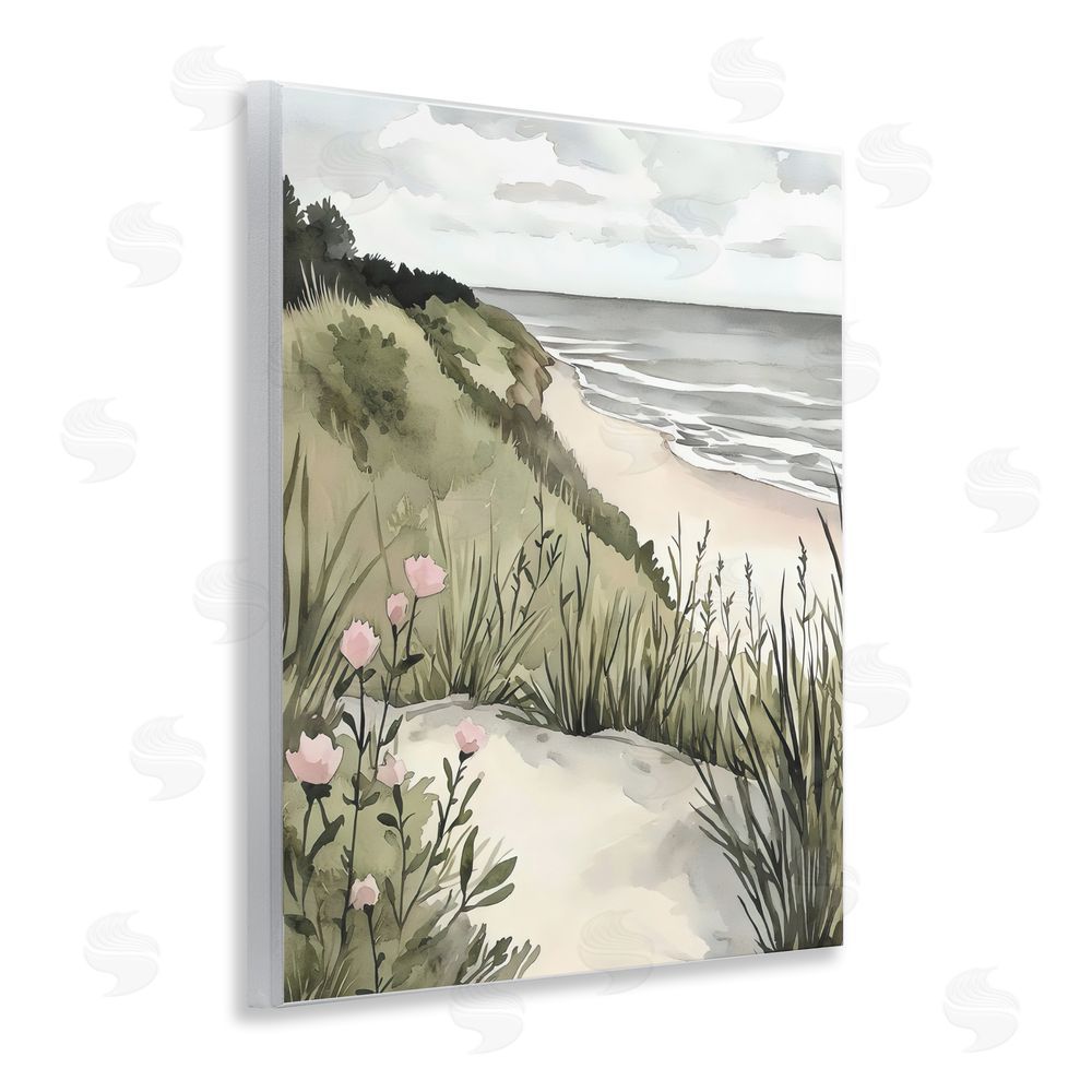Riley B Coastal Calm on Sandy Dunes Wall Plaque with Fixed Lithograph Print