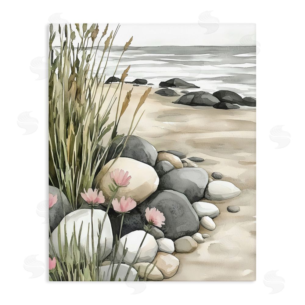 Riley B Coastal Calm Pebbles Stretched Canvas Wall Art