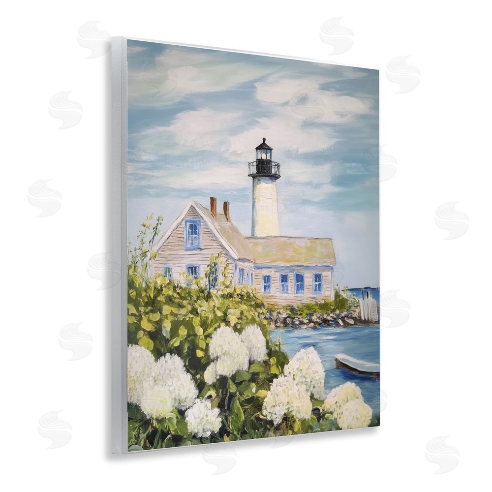 Sisi and Seb Lighthouse Scenery with Hydrangeas Wall Plaque Home Decor Art Print