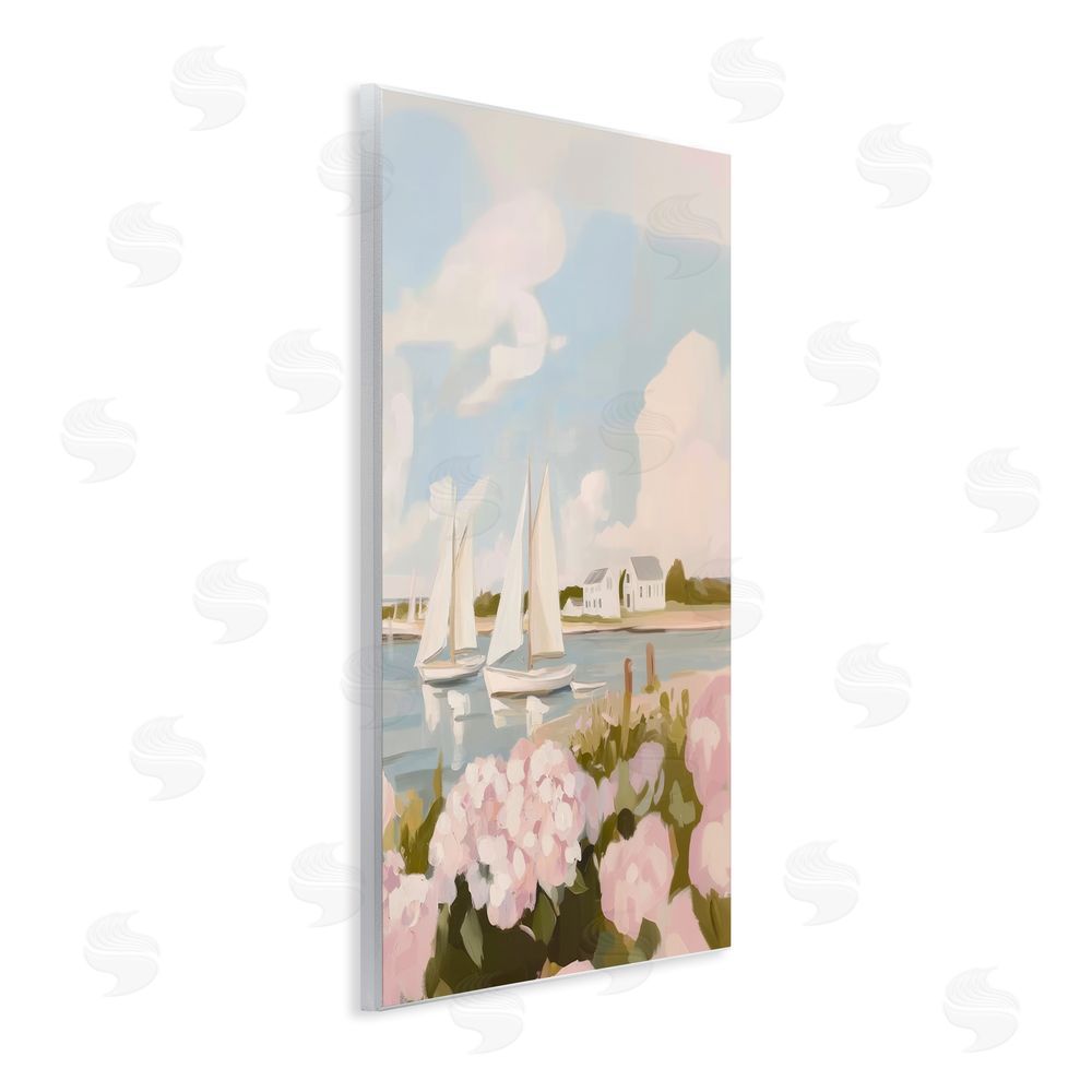 Sisi and Seb Pink Hydrangeas with Sailboats Wall Plaque Home Decor Art Print