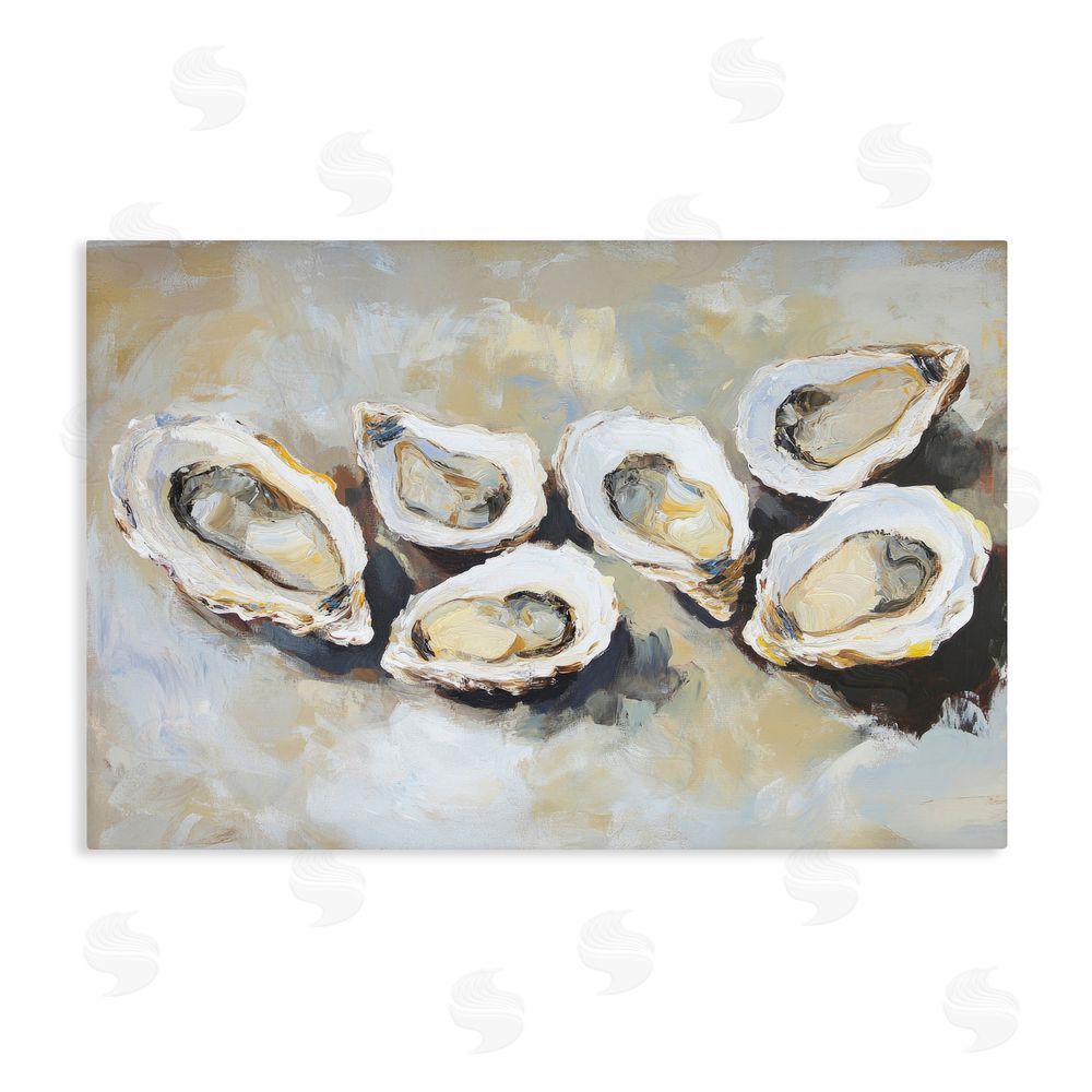 Sisi and Seb Line of Oysters in Neutrals Stretched Canvas Wall Art