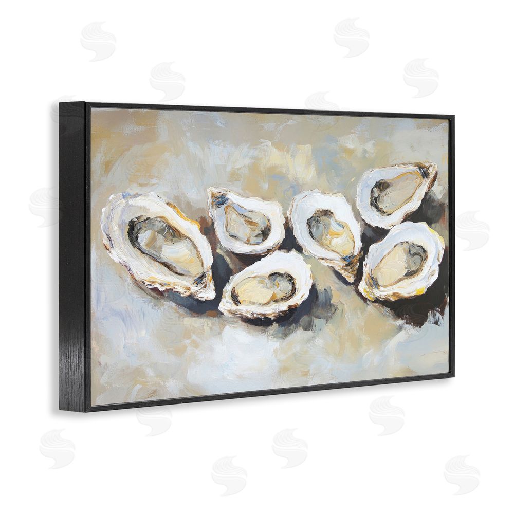 Sisi and Seb Line of Oysters in Neutrals Black Framed Giclee Wall Art