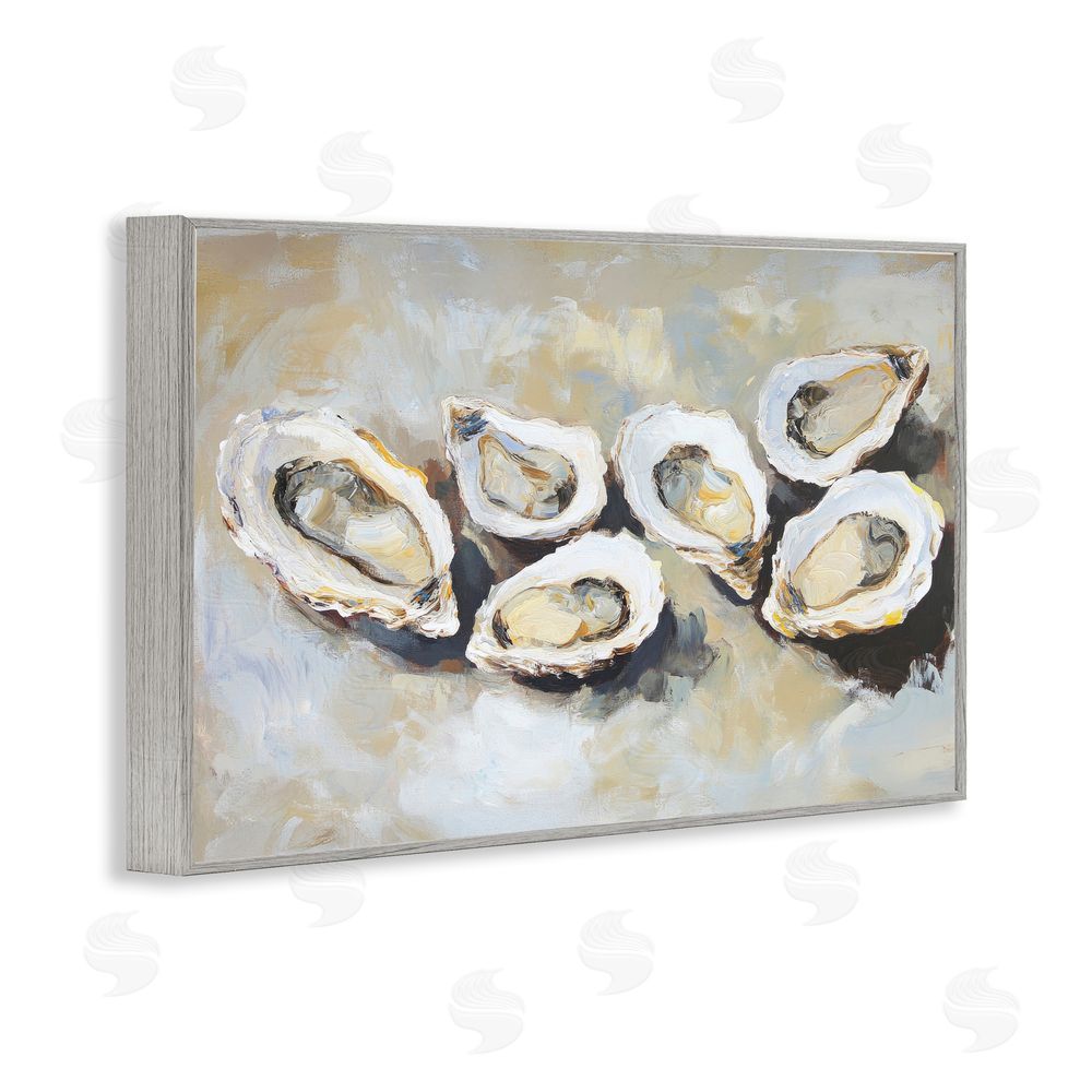 Sisi and Seb Line of Oysters in Neutrals Gray Framed Giclee Wall Art