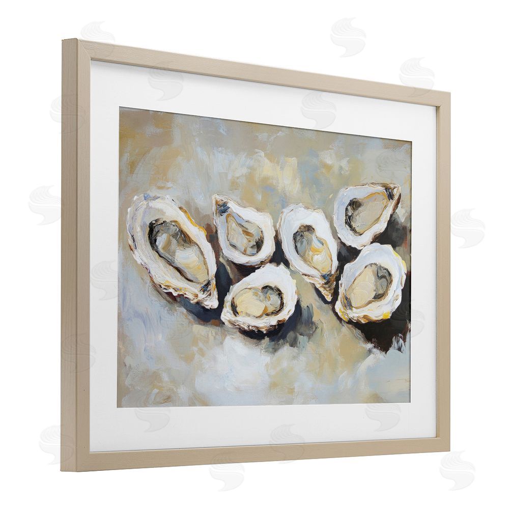 Sisi and Seb Line of Oysters in Neutrals Brown Framed Print Under Glass Wall Art