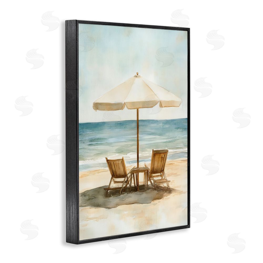Petal Prints Design Watercolor Paradise Seaside Retreat Black Framed Giclee Wall Art Print