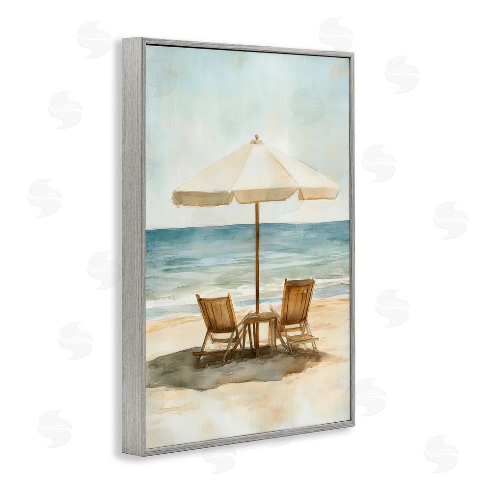 Petal Prints Design Watercolor Paradise Seaside Retreat Gray Framed Giclee Wall Art Print