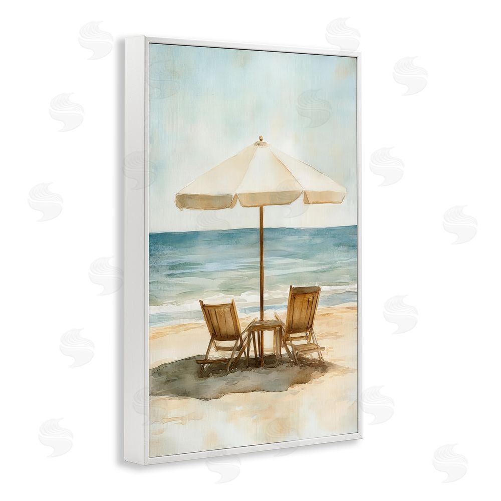 Petal Prints Design Watercolor Paradise Seaside Retreat White Framed Giclee Wall Art Print