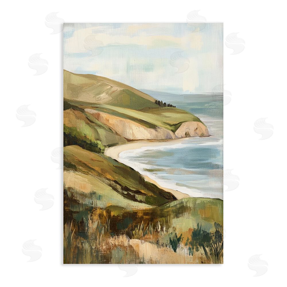 Petal Prints Design Painted Cliffside Coastal Morning Light Stretched Canvas Wall Art