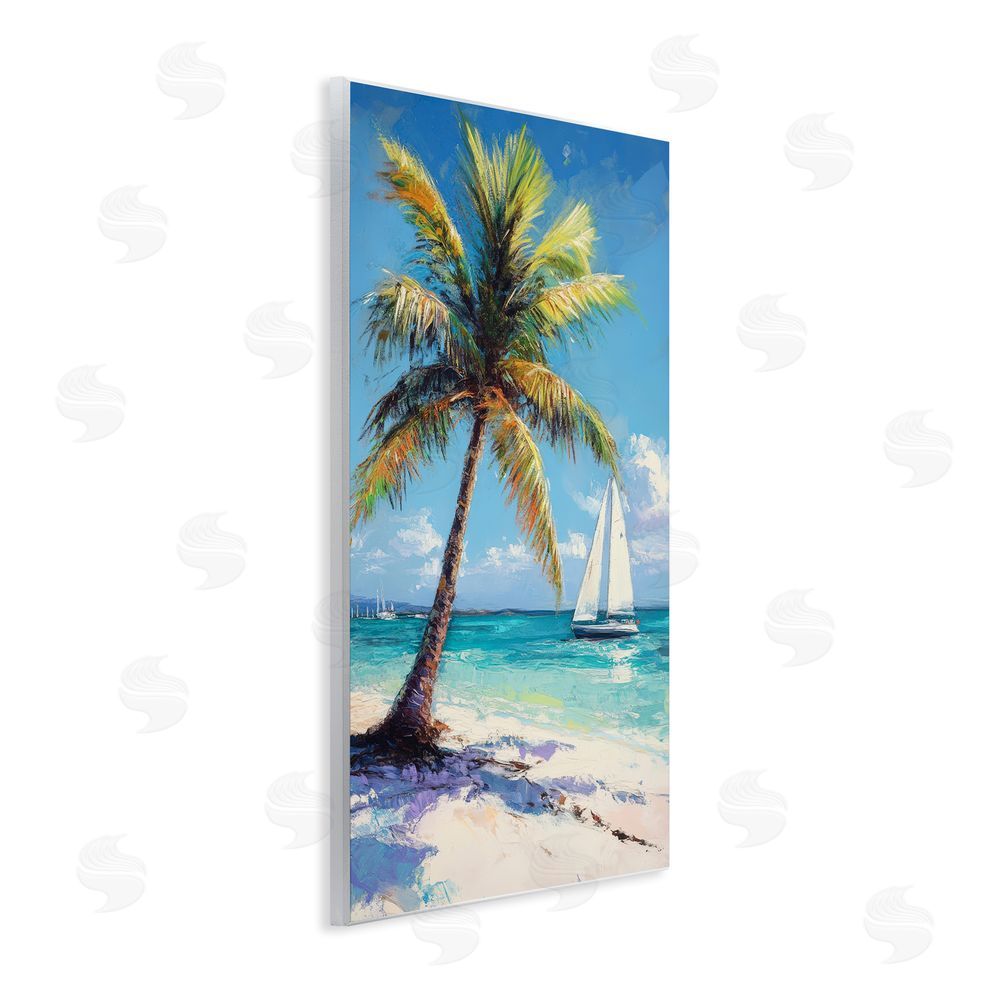 Petal Prints Design Palms & Sails Beach View Wall Plaque Home Decor Art Print