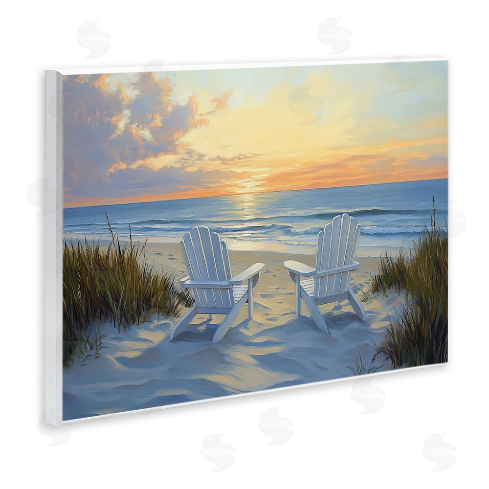 Petal Prints Design Calm Beach Sunset Overlook Wall Plaque Art Print with White Foil Wrap