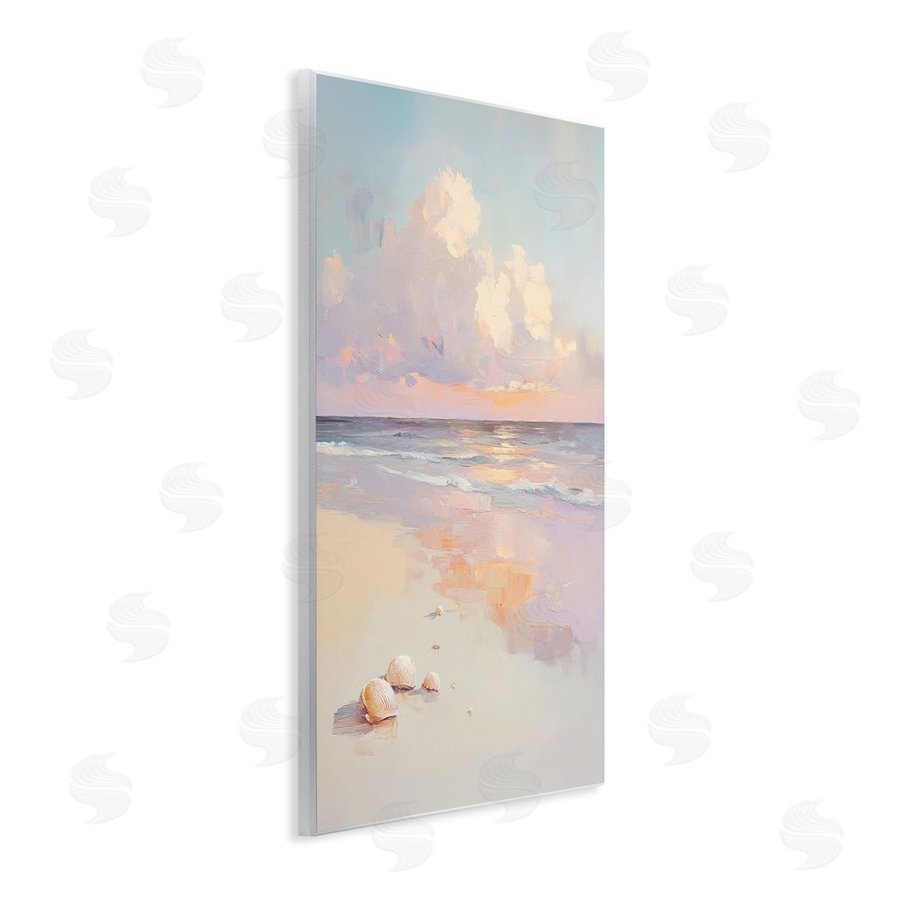 Sisi and Seb Pastel Sunset Over Seashells Wall Plaque Home Decor Art Print