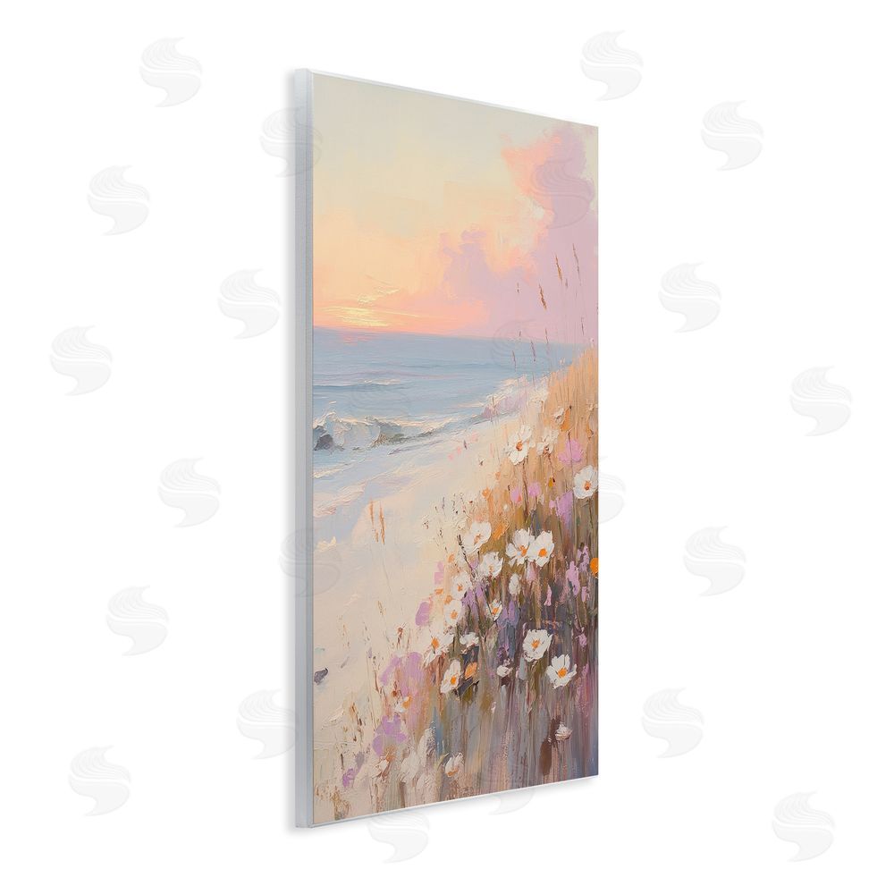 Sisi and Seb Pastel Sunset Wildflowers By Sea Wall Plaque Home Decor Art Print